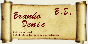 Branko Denić vizit kartica